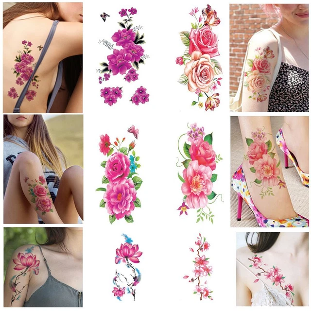 Herramienta de maquillaje de belleza moda 3D flores tatuajes pegatinas arte corporal temporal