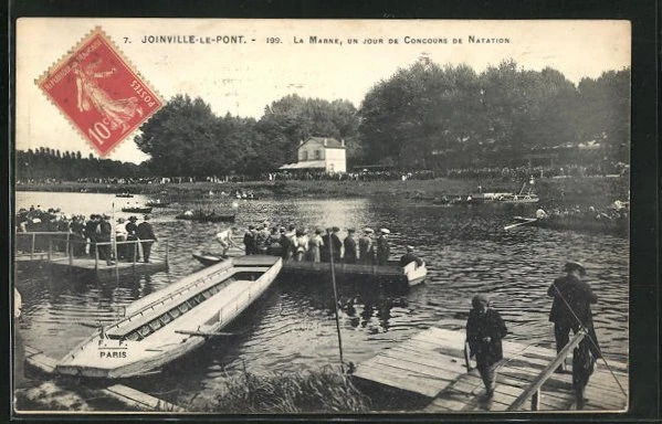 CPA Joinville-le-Pont, La Marne, a day of swimming competition
