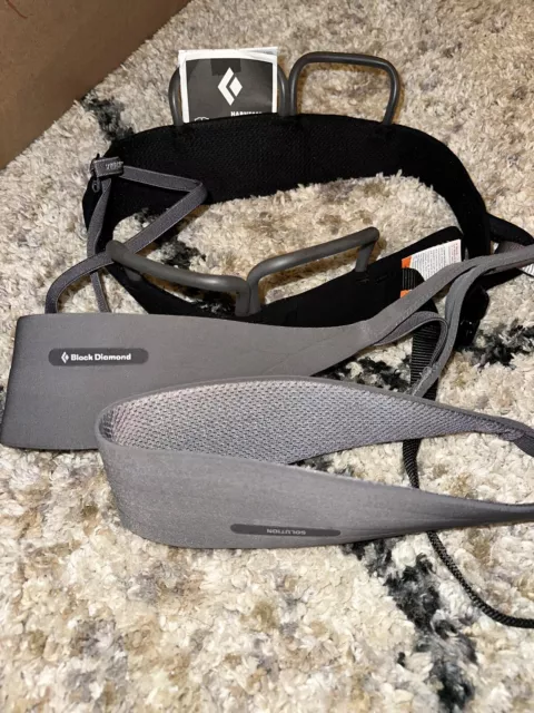 Black Diamond Solution Harness Rock Climbing Black Blue Size Large 33”-36”