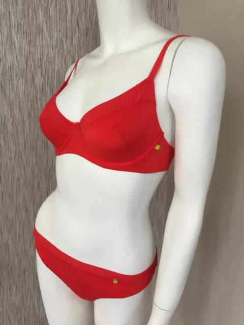 Elle Macpherson Breathable Fabric Red Bra (32C) & Brief (M) Set Bnwt 2