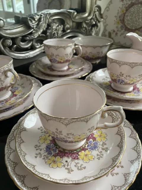 Tuscan Fine Bone China Tea Set - Pink Floral - 21 Piece