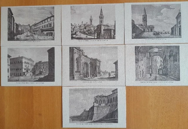 7 ANTICHE CARTOLINE DI PERUGIA DISEGNATE - EDIZ. T.D.C. & C. - formato piccolo