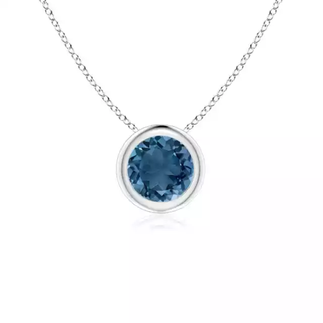 ANGARA 5mm Bezel-Set Round London Blue Topaz Solitaire Pendant in Silver