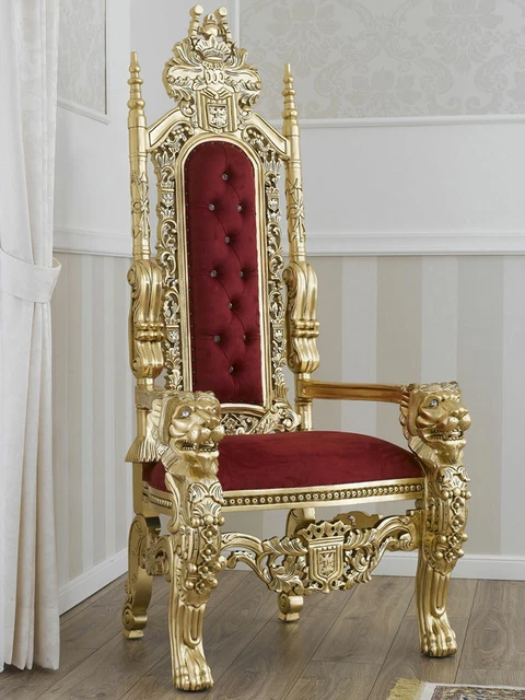Fauteuil Trône XXL Palazzo INT – Style Dracula / Rétro Baroque (Velours Noir)
