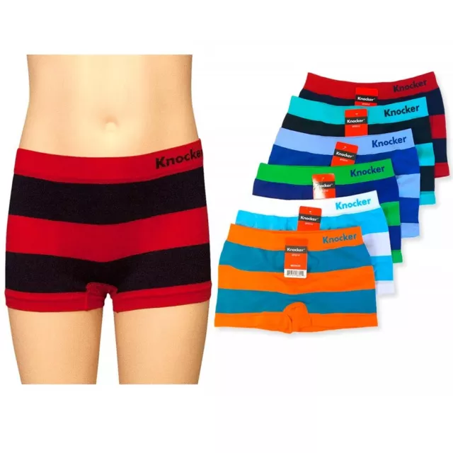 3 Knocker Boys Boxer Seamless Short Kids Spandex Underwear Stripe Briefs Size XL