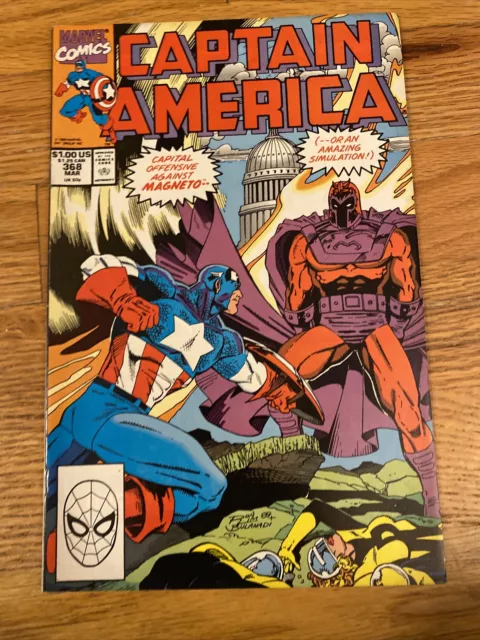 1990 Marvel Comic Captain America #368 Iconic X-Men Magneto White House Cover B3