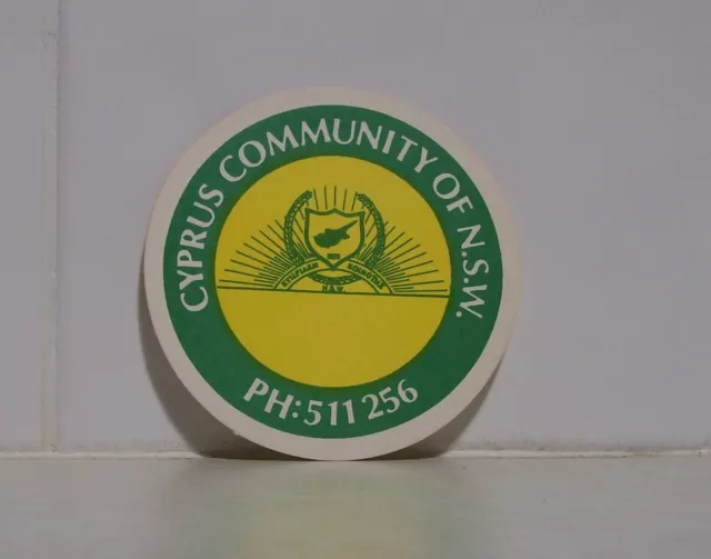 Collectable beer coaster Cyprus Community of NSW, Stanmore