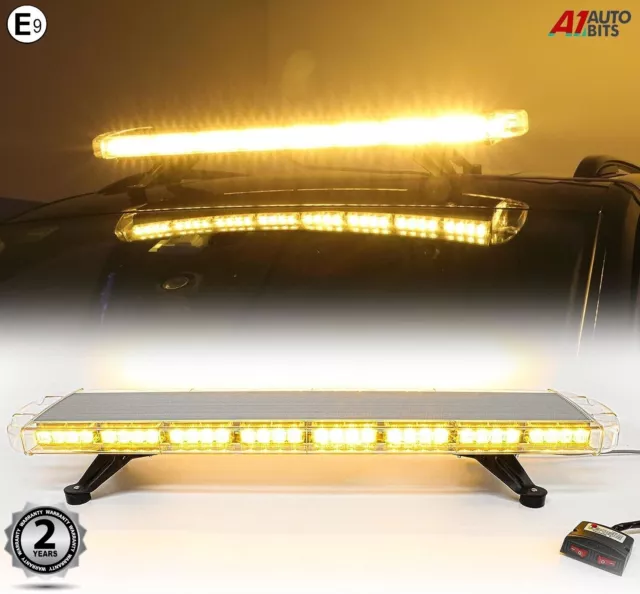 LED Amber Light Bar Strobe Beacon Recovery Warning 965mm 38" 12V 24V E9 Mark HQ