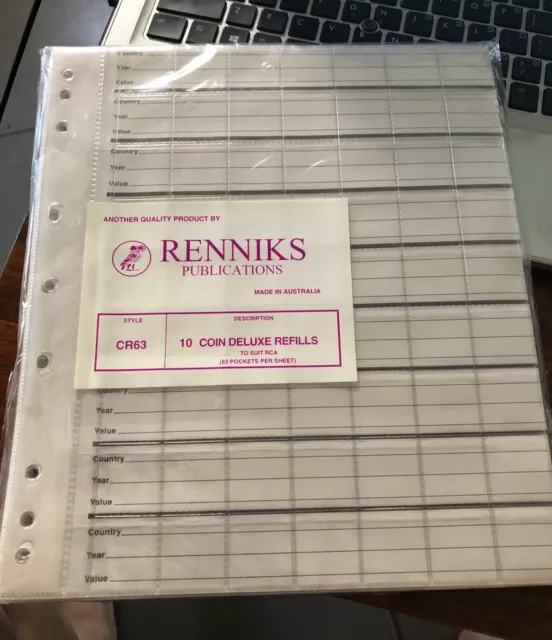 Renniks CR63 - Coin Album Deluxe Refill Pages - Pack of 10