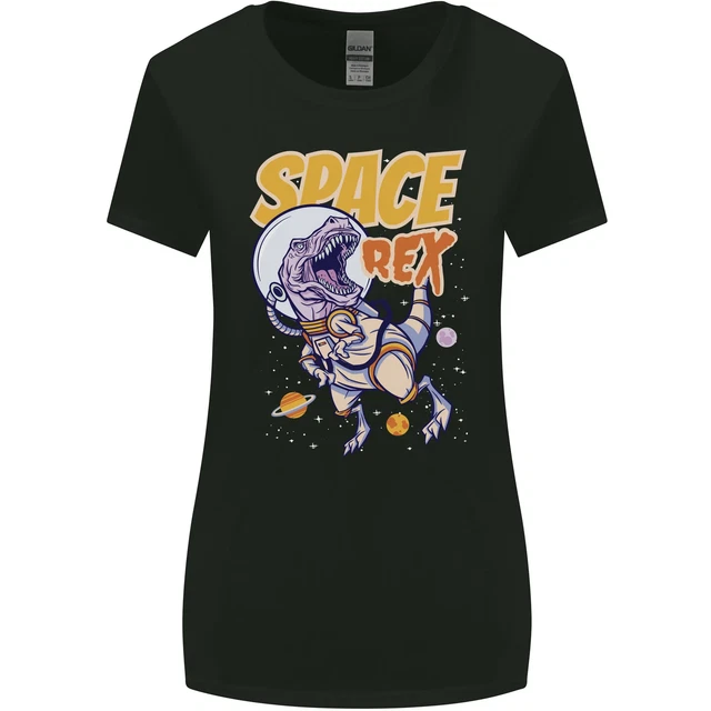 Space T-Rex Dinosaur Dino Astronaut Womens Wider Cut T-Shirt
