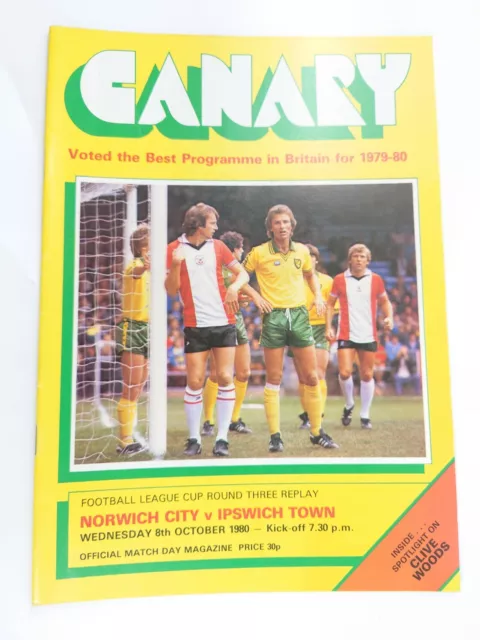 Norwich City V Ipswich Town 8th October 1980 League Cup Round 3 Replay