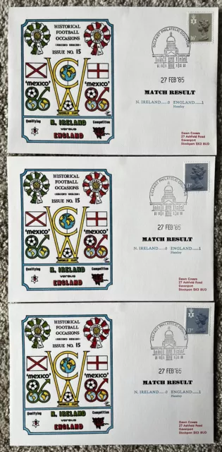 Northern Ireland v England 27th February 1985 Dawn First Day Cover Set Of 3