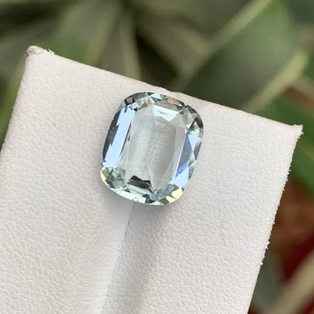 Natural Cut 5 Carat White Aquamarine Cushion Faceted Loose Gemstone