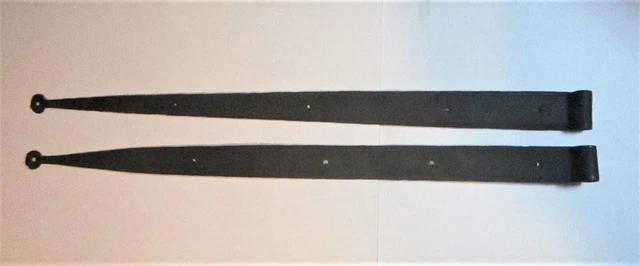 NICE Pair of 38"+ Hand Forged, Tapered, Strap Hinges w/Beveled Edges