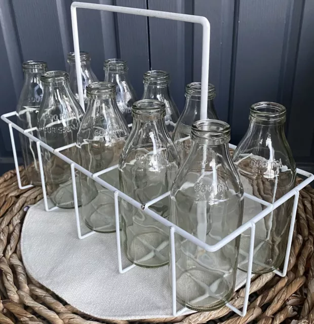 https://www.picclickimg.com/C0oAAOSw8~hkfqCi/10-Vintage-Glass-Milk-Bottles-Carry-Basket-Dairy.webp