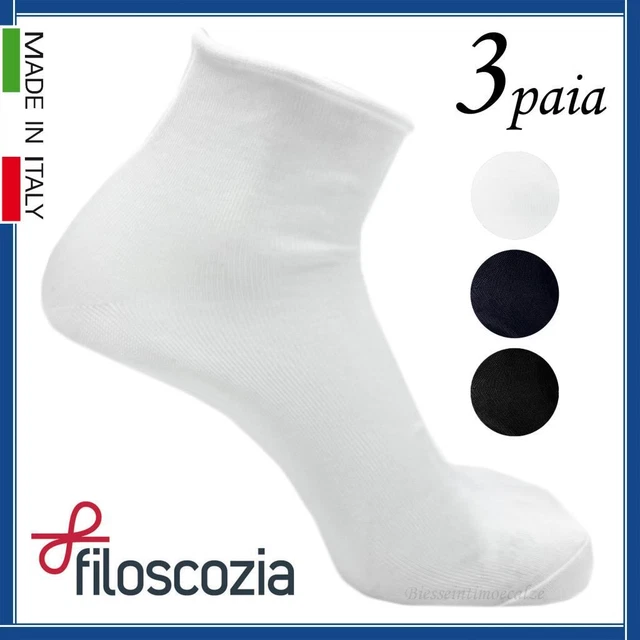3 paia calzini SENZA ELASTICO da uomo corti estivi calze cotone FILO DI SCOZIA