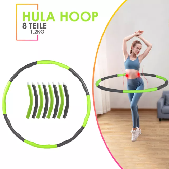 Hula Hoop Fitness Reifen 8-teilig 1,2kg Ø96cm Hüftmassage Schaumstoff Gymnastik