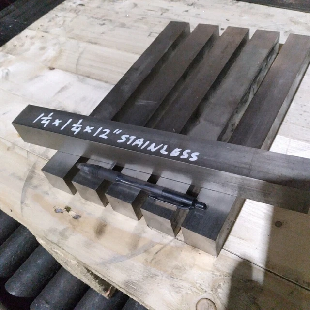 1-1/4" square x 12" long, 304 Stainless Steel Square Bar