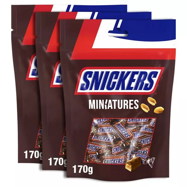 Snickers Miniatures Chocolates Rakhi Gift Pack, 170 gm x 3 Pack ( Free shipping)