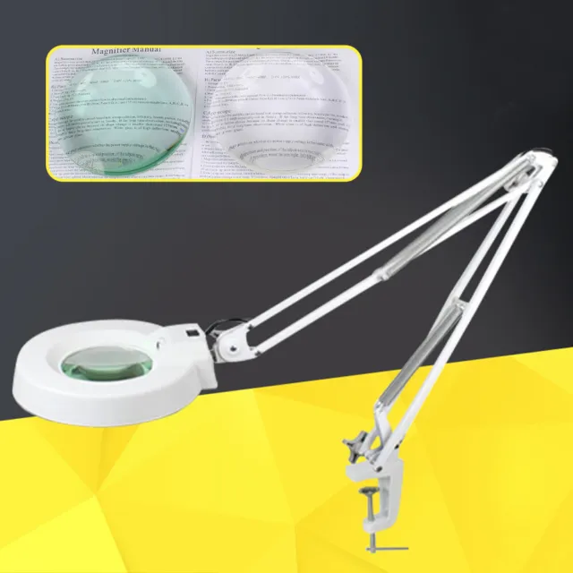 10/20X Magnifier Clamp Style Lamp LED Workbench Reading Magnifying Glass Lens