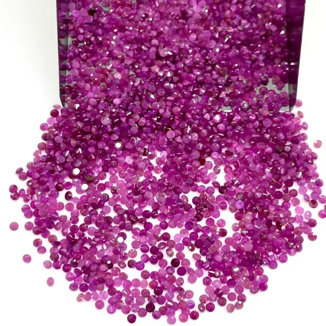 200 Pcs Natural Ruby 1.2mm Round Cut Beautiful Red Loose Gemstones Wholesale Lot