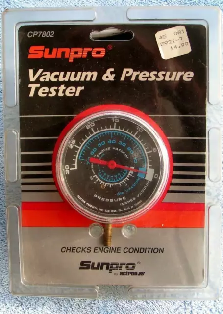 Sunpro Model  Engine Vacuum and Pressure Tester Gauge New Sealed CP7802