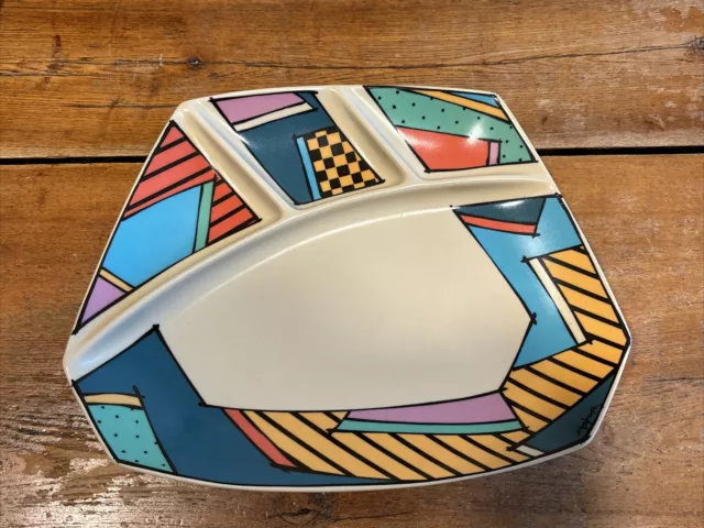 Dorothy Hafner Rosenthal Flash Dinnerware Divided  Fondue Plate 11” X 8.5” Exc