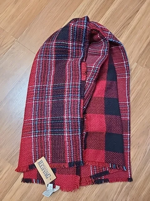 DULUTH TRADING COMPANY Red Plaid Scarf Unisex Reversible New 45 X 45 ...