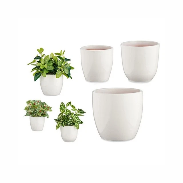 Blumentopfset Weiß Lehm 3 Stücke