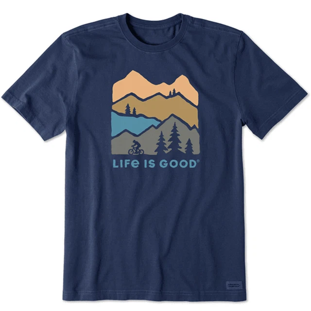 Life is Good 89837 - Men's Mountain Bike Landscape Crusher-LITE Tee - Dark Blue