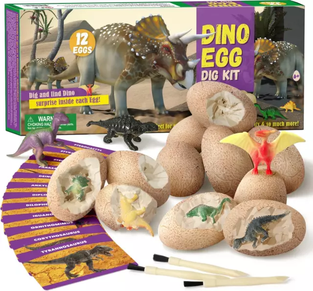 Byncceh 12 Stück Dinosaurier Eier Ausgraben Dino Ei Spielzeug Party Dino Eier Di
