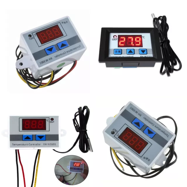 Controlador de temperatura LED digital DC 12V/24V/220V sonda interruptor termostato