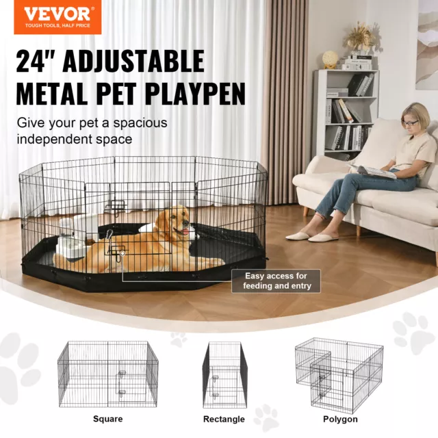 VEVOR Parque para Perros Plegable de Metal Valla para Mascotas 8 Paneles 61x61cm 2