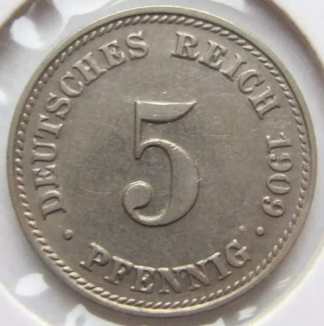 Moneta Reich Tedesco Impero Tedesco 5 Pfennig 1909 D IN