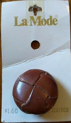 Vintage Genuine Leather Button by La Mode Brown New / Never Used 1 1/8th Inch