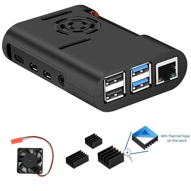 for Raspberry Pi 4 Model B, Pi 4B, Pi 4 with Cooling Fan Shell Cover Case