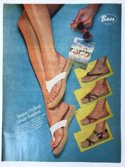 1980 BASS SUNJUNS Sandals Almost Barefoot Print Ad Legs Shoes Feet ...