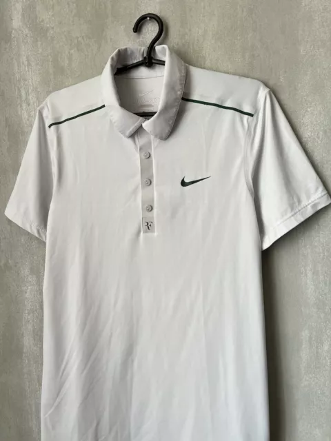 Nike RF Roger Federer WIMBLEDON 2011 Rare Tennis Jersey Shirt Size M Mens White