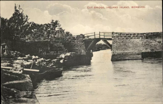 Ireland Island Bermuda Cut Bridge c1910 Vintage Postcard