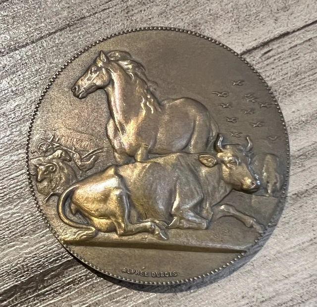 medaille Ancienne « Décors Champêtre Vache et cheval » - Bronze
