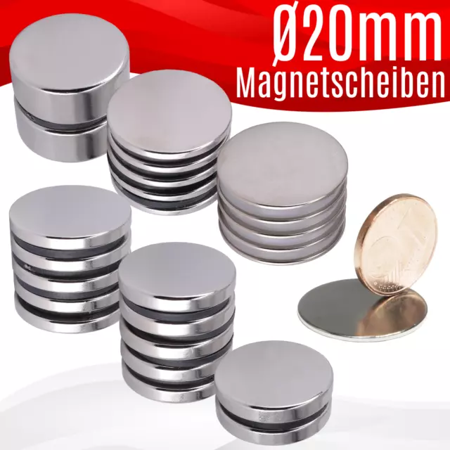 Neodym Magnete N52 Magnet Scheiben 20mm Rund Scheibenmagnet super Stark Scheibe