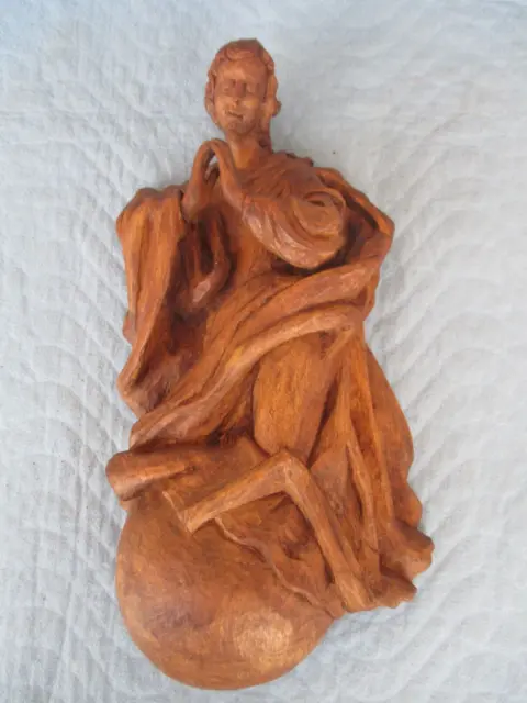 Antike alte Holzskulptur Maria ?  H.41,2cm Handgeschnitzt für die Wand