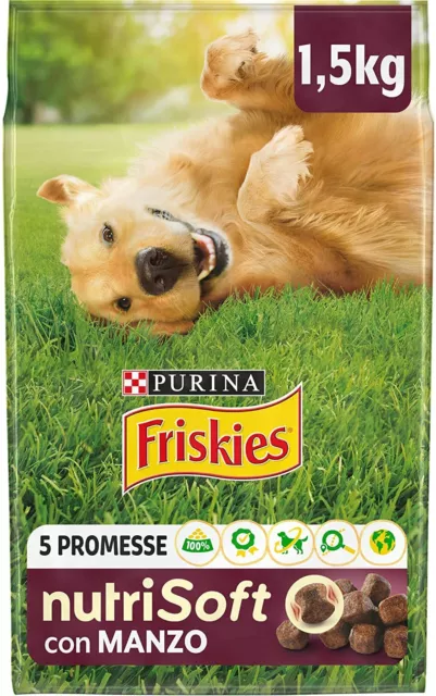 CROCCHETTE CANE ADULTO CIBO SECCO PER CANI PURINA FRISKIES NUTRISOFT MANZO 1,5Kg