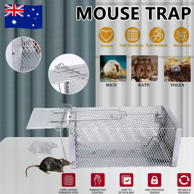 Humane Rat Control Box Rat Trap Cage Live Animal Catch Pest Rodent Mouse Bait AU