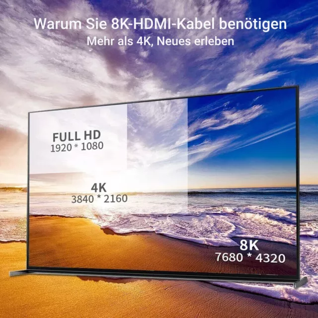 Paiegn High Speed 2.1 UHD HDMI Kabel 48G 8K@60Hz HDR eARC HDTV PS5 XBOX 2m DE 2