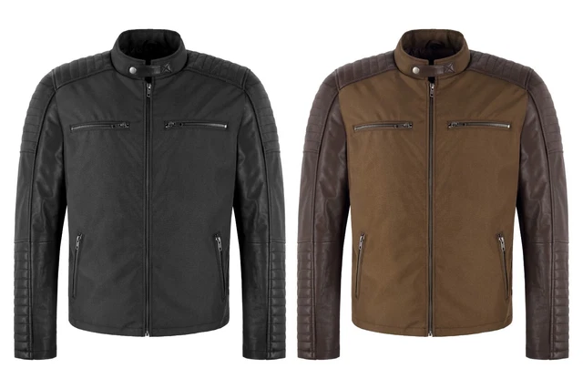 Giacca da uomo Cafe Racer Biker Cordura vera pelle stile trapunta moto Michael