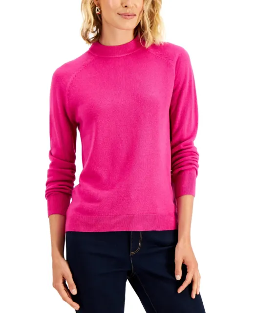 MSRP $47 Karen Scott Petite Luxsoft Mock-Neck Sweater Pink Size Petite