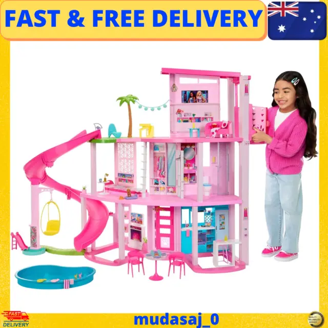 Barbie Dreamhouse, Pool Party Doll House Pet Elevator and Puppy Play Areas AU