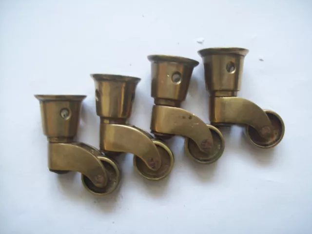 SET OF 4 Furniture Leg Brass SMALL CUP swivel castors 1.5 cms Dia, 1.0 cms Deep