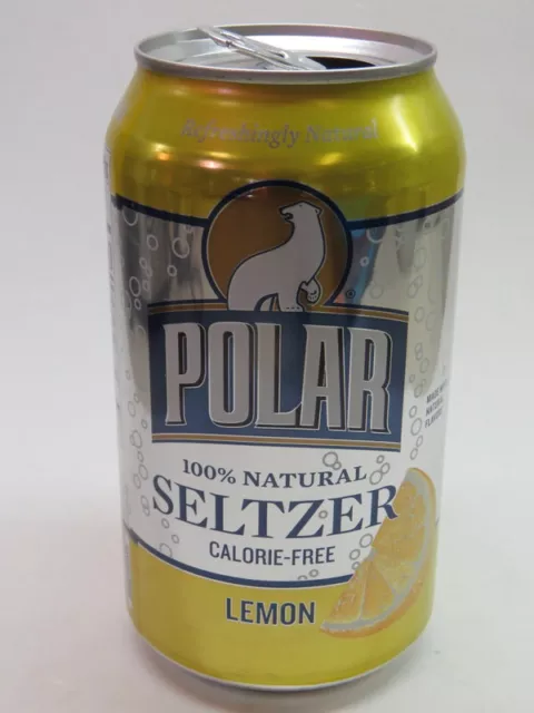 Craft BEER Empty Can ~ POLAR Beverages Lemon Seltzer Water ~ Worcester, MASS.